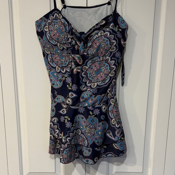 Undefined Tops - Elegant Paisley Bathing Suit Top in Navy and Blue